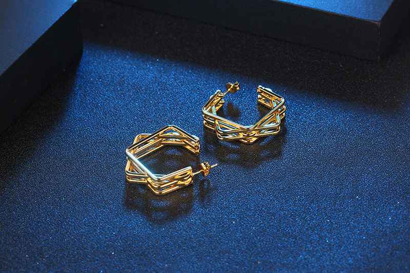 Fashion Geometric Titanium Steel Plating Ear Studs 1 Piece