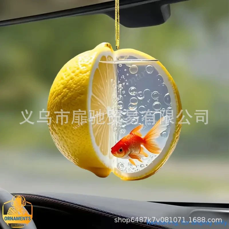 Акриловый яркий лимон золотая рыбка креативный плоский подвеска трансграничный автомобильный зеркало заднего вида подвеска для дома подвеска