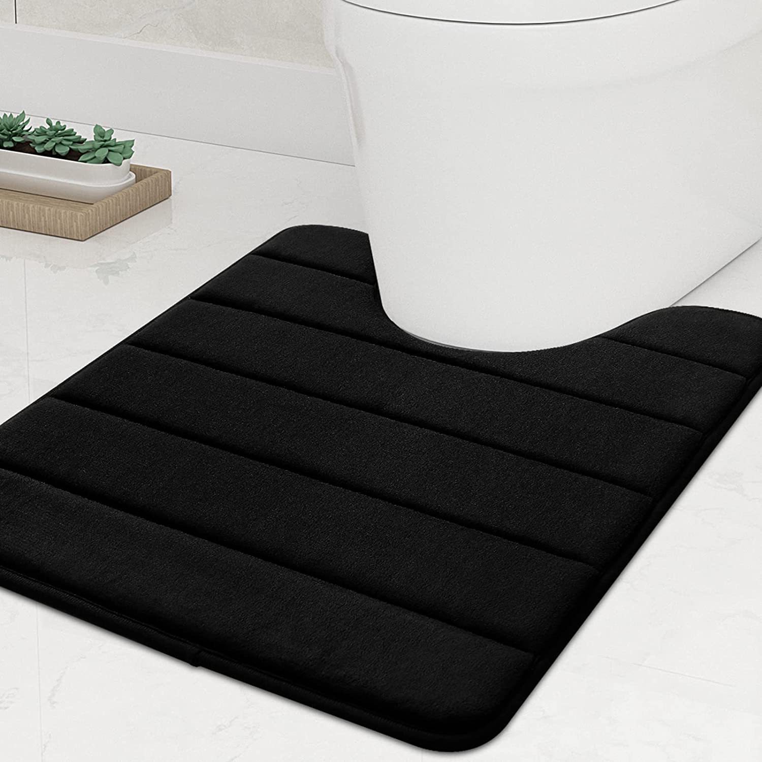 Espuma de memoria en forma de U alfombra de baño alfombra de piso de baño absorbente antideslizante alfombra de piso estera cóncava máquina lavable