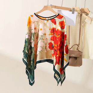 Cross-border Thin Pullover Shawl Women's Summer Dress Sunscreen Travel All-match Loose Cloak Pullover Scarf