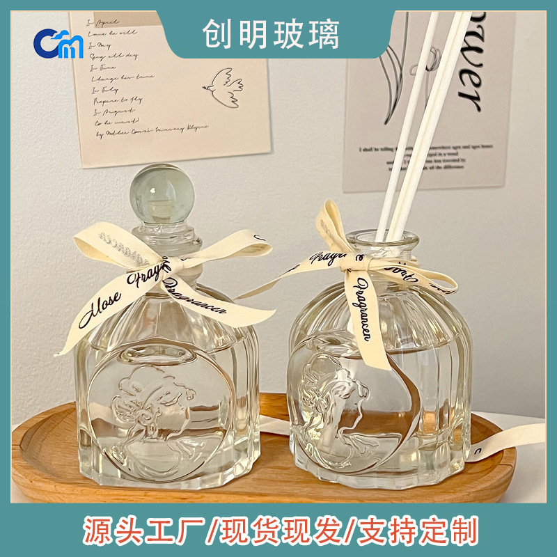 批发现货50ml美人头卡口浮雕无火藤条香薰瓶空瓶香水香薰分装瓶子|undefined