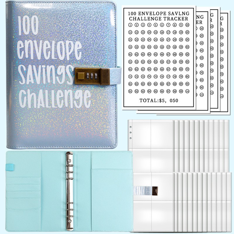 100 EnvelopeChallenceBinder bloqueo de contraseña 100 días par ahorro desafío de hojas sueltas libro de mano image 6