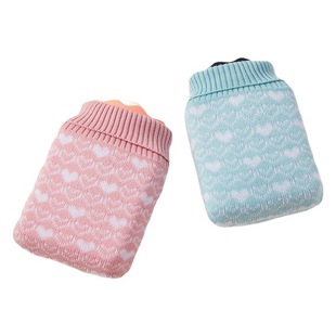 Source manufacturers 12G Jacquard knitted warm water treasure set wholesale hot water bag wool set small double-sided jacquard heart
