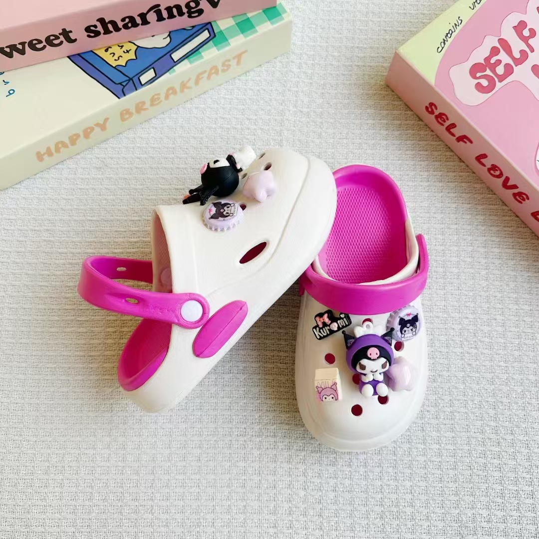 Two-tone universal non-slip cartoon coffee Crocs-style slippers for…