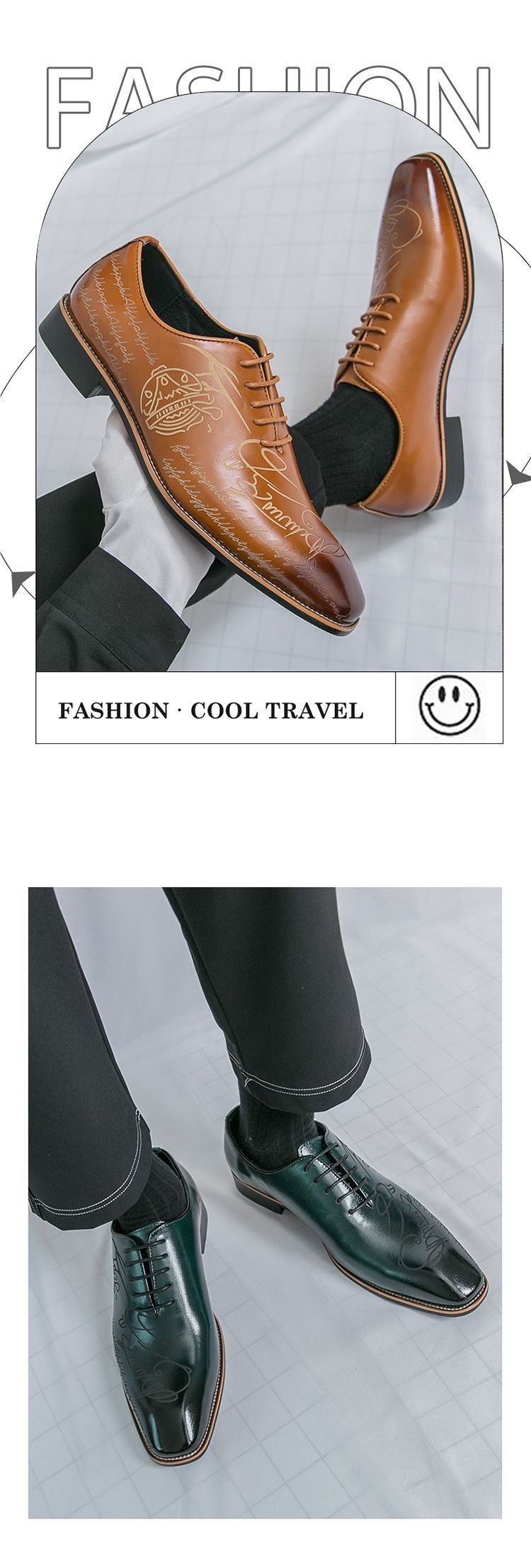 ShoeVault Nouvelles chaussures de ville et de mariage en cuir imprimé tendance et décontracté, style britannique, pointues, derby sculpté, pour hommes_voghion.com