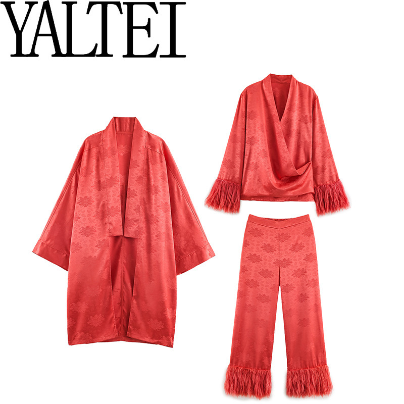 ZA cross-border AliExpress ins European and American foreign trade cross-collar shirt jacket 4786120 feather pants 4786122
