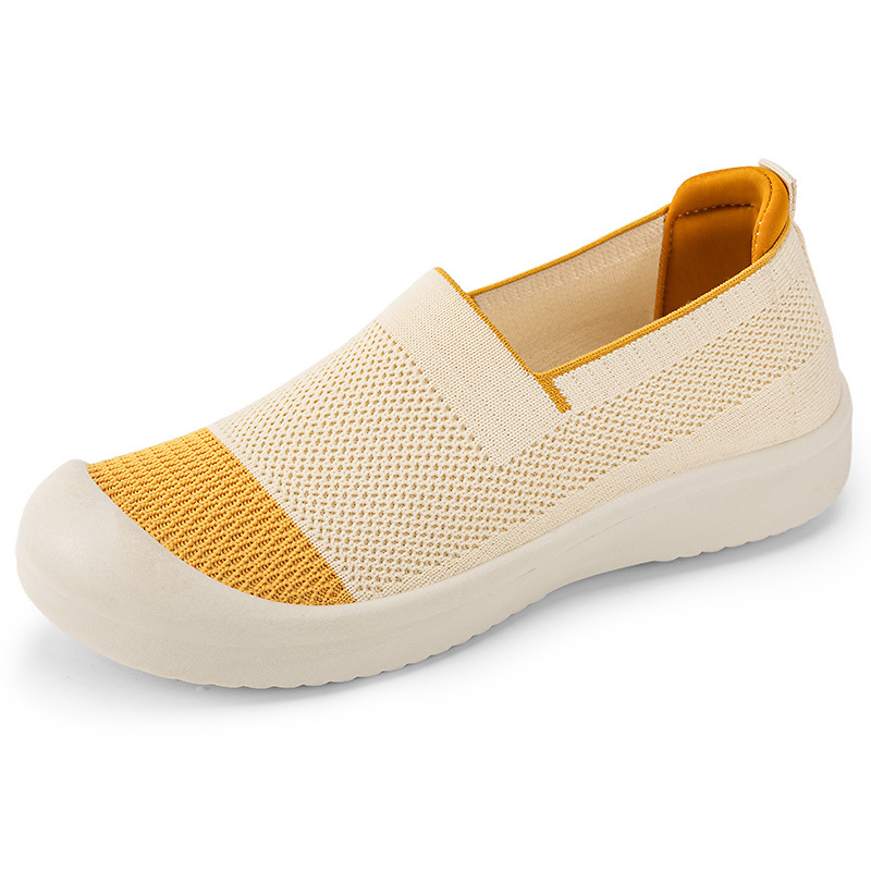 Zapatos de mujer, nuevo estilo, zapatos de tela tejida, zapatos informales de malla transpirable, zapatos individuales cómodos y versátiles, zapatos ligeros de suela blanda para mujer