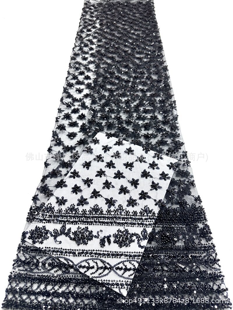 Moda vestido de noche especial bordado tela de perlas de sequilla tela de flor de fabricación directa de ropa de gama alta