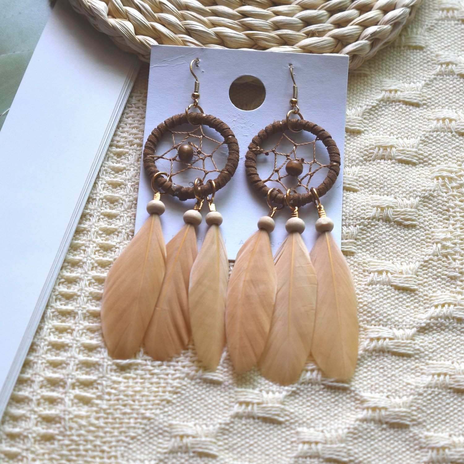 Dreamcatcher, Feather Pattern Women's Gender 1 Pair Ethnic Style Dreamcatcher Feather Braid Alloy Feather Drop Earrings