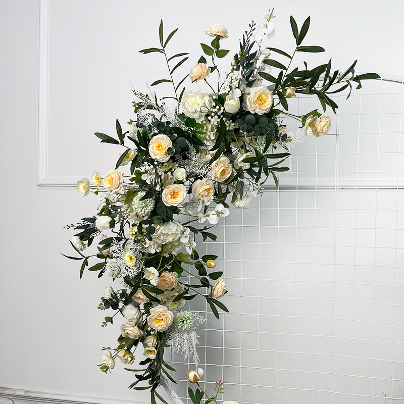 El comercio exterior de la boda flor artificial piso de la boda flor de seda apoyos de la flor de eucalipto flor artificial fila accesorios de la boda floral