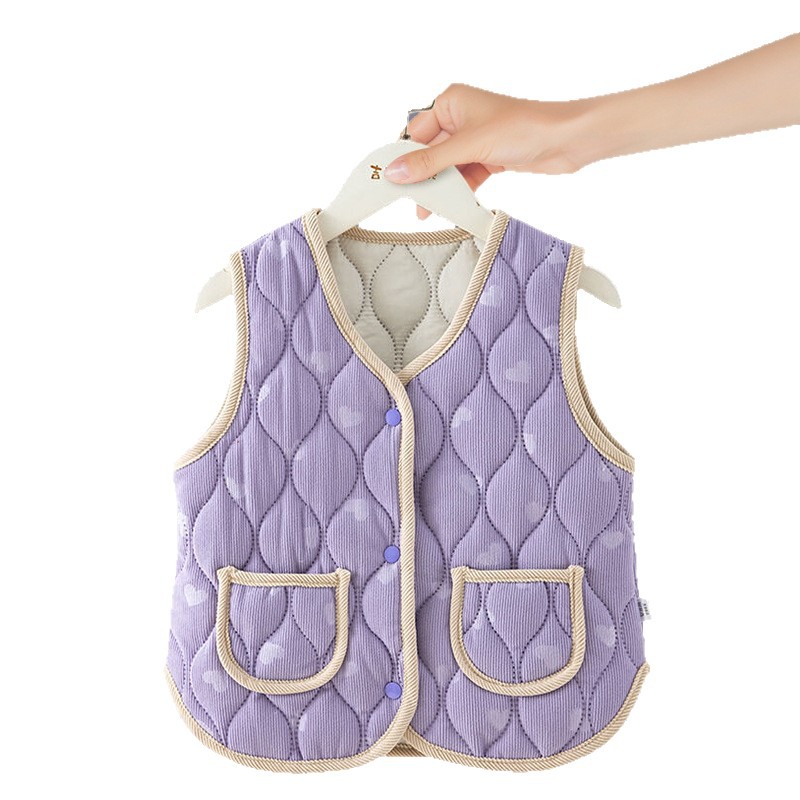 Chaleco de primavera y otoño para bebés, chaleco de calor a prueba de viento para mujeres, estilo extranjero y veludo, espeso nuevo hombro de algodón para niños