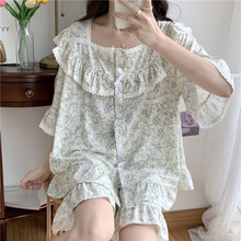 睡衣女开衫2023年新款夏季可爱两件套短裤简约夏天季家居服套装女