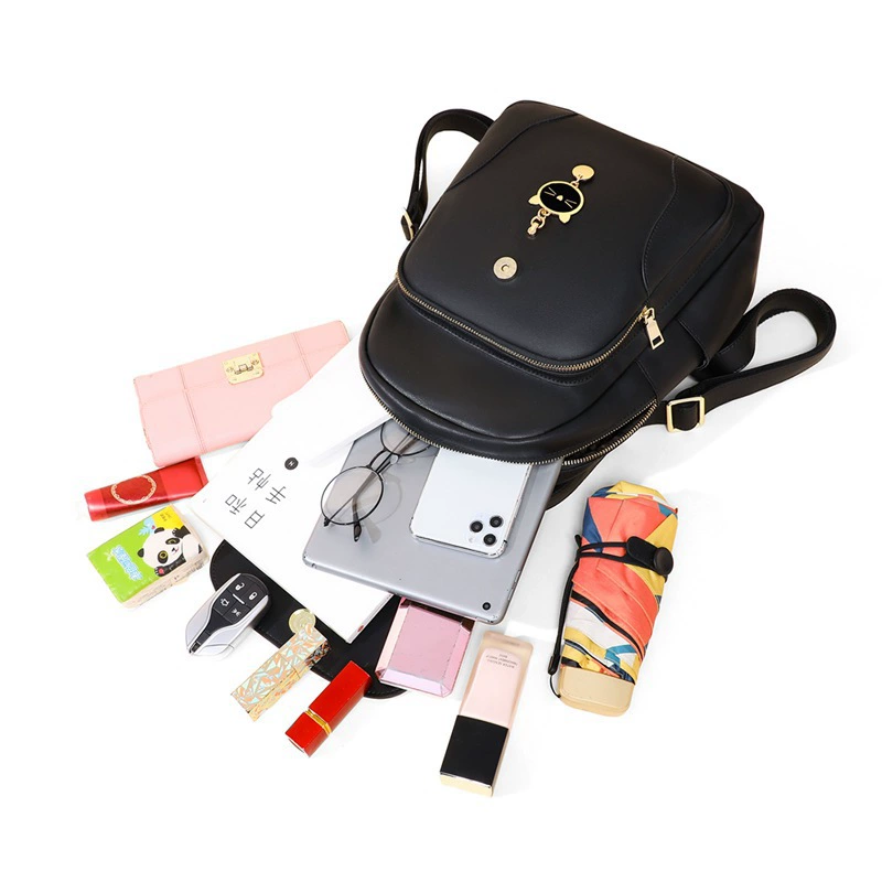 Leather capacious backpack, shoulder bag for leisure, universal travel bag