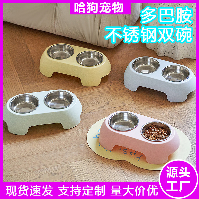 Tacos para perros de acero inoxidable para mascotas, doble tazón antideslizante, antifolque, tazón para perros, tazón para perros de gran capacidad, tazón para perros, platos para perros