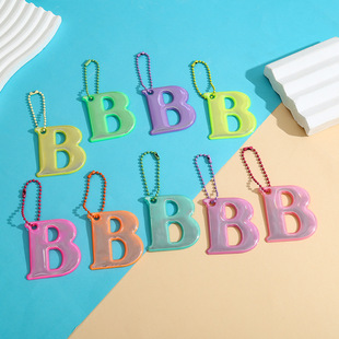 Cross Border B Letter Highlight Reflective Warning Pendant PVC Riding Backpack Pendant Night Logo Keychain Pendant