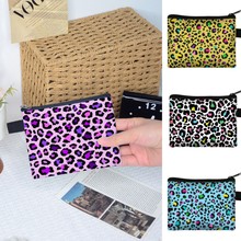 跨境短款豹纹拉链简约小钱包零钱包男女新款硬币包证件卡片钥匙包