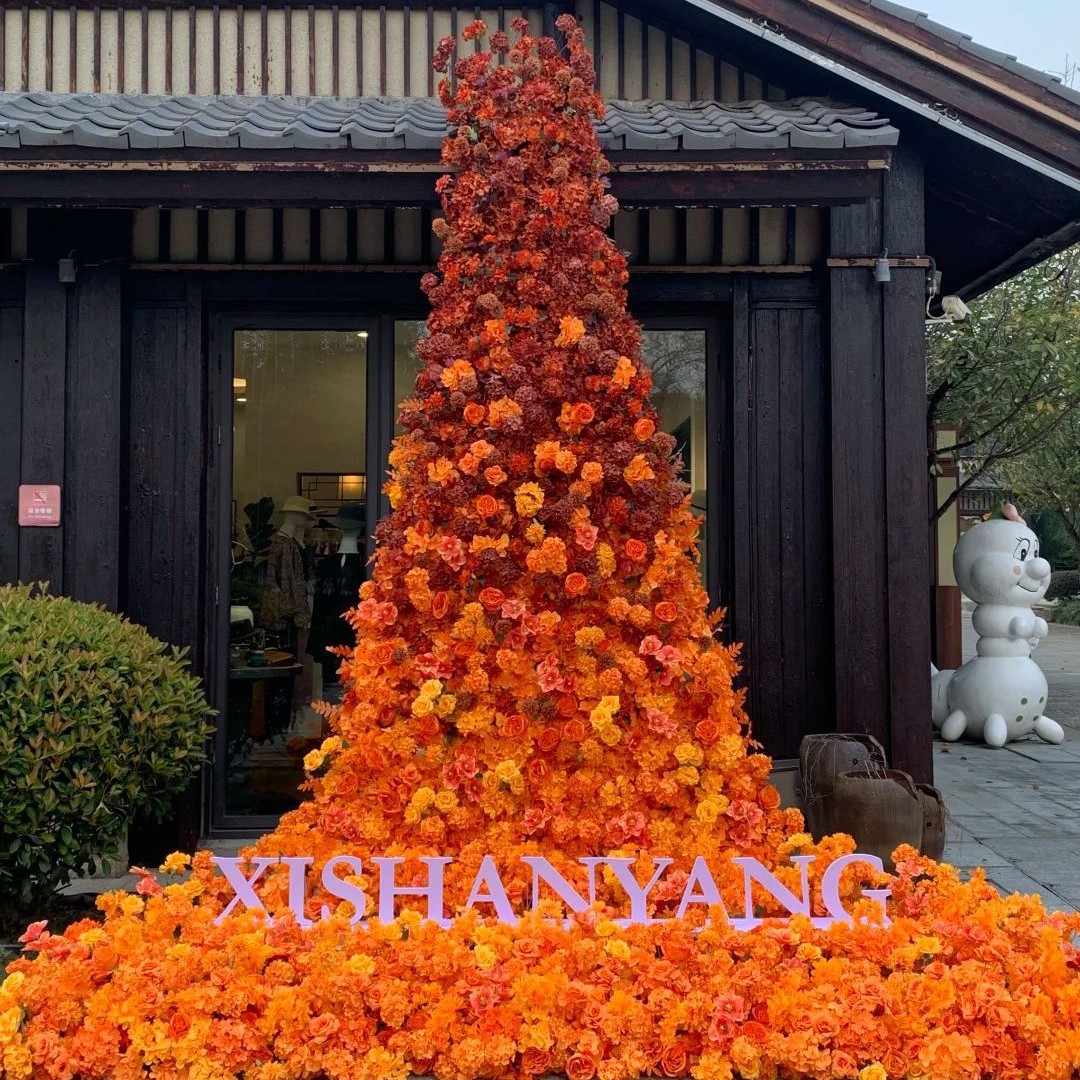 橘色瀑布花橙色仿真花橱窗花艺装饰花吊顶场景路引插花仿真假花