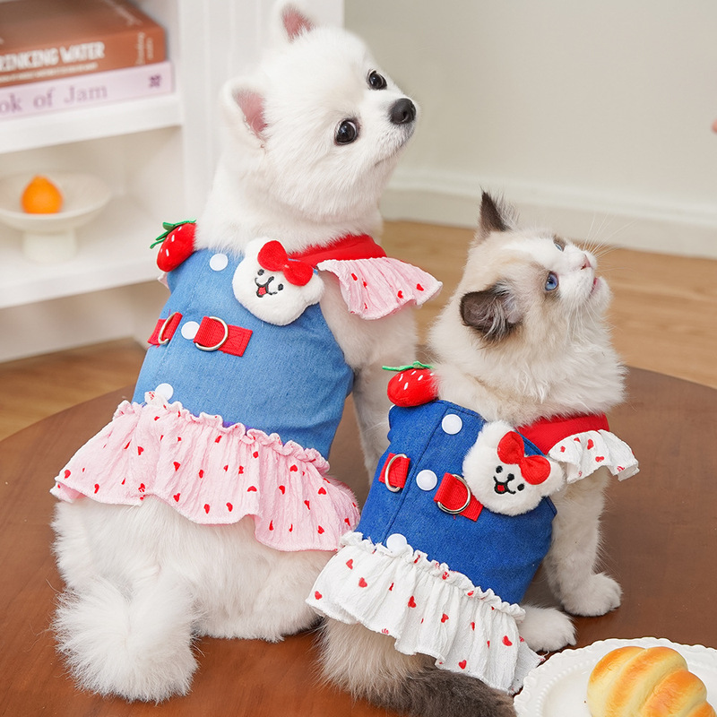 ペットの犬用ハーネス、猫、中小型犬用服、テディビション、ポメラニアン、カウボーイ人形ドレス|undefined
