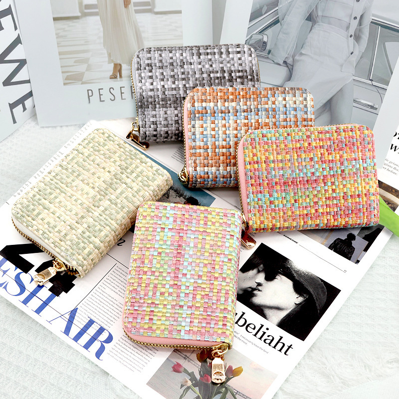 Nueva bolsa de tarjetas de tejido para mujeres de moda europea y americana portaje de tarjetas de órgano bolso de cambio multi-tarjeta de tarjetas de gran capacidad tarjeta de crédito