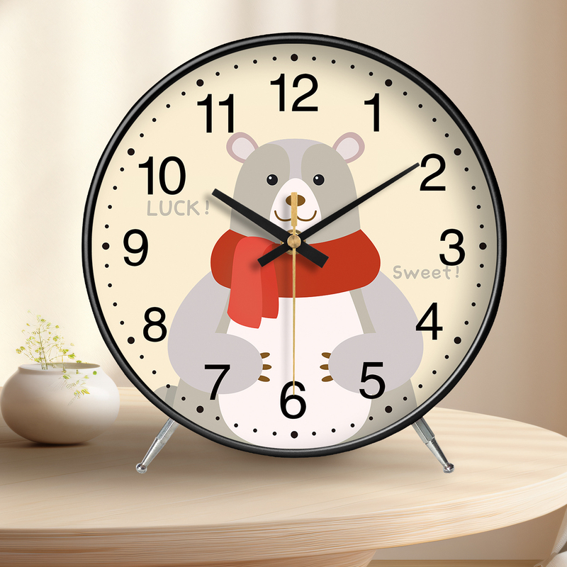 ♔ Gaozhaicat Simple Silent Desktop Wall Clock That Can Be Placed or Hung, Living Room Tabletop Decoration Clock, Cartoon Quartz Clock
