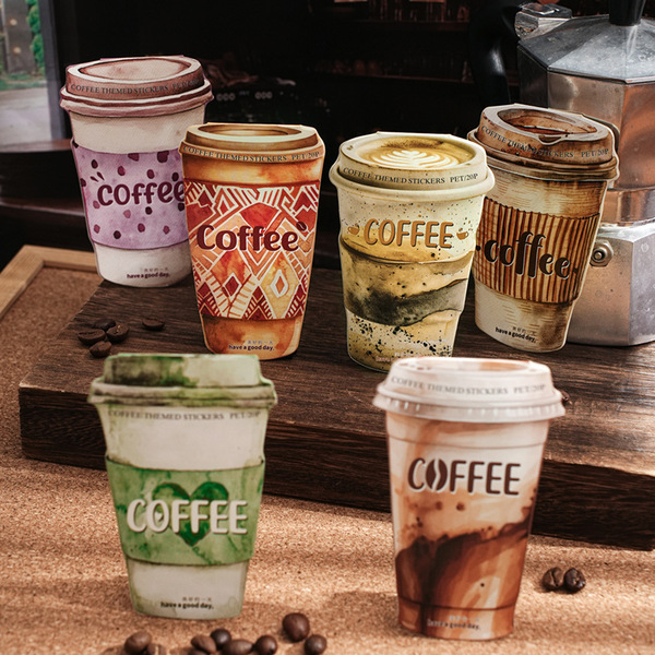 Beautiful day stickers coffee color retro waterproof ink trace…