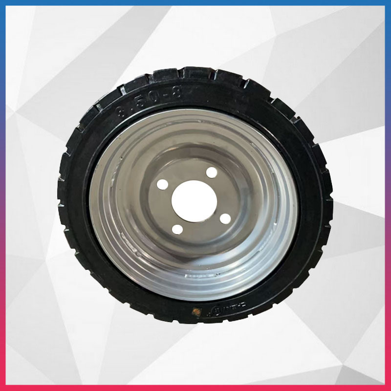 现货供应 350-8实心轮胎工地电动三轮车免充气带钢圈 厂家直销