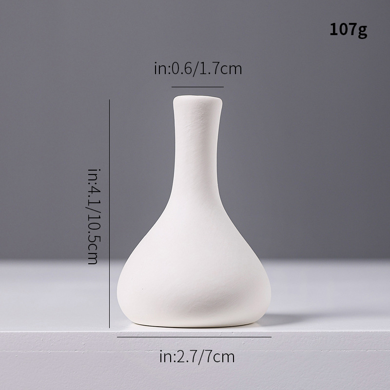 特別価格の白い素焼き陶器の小さな花瓶、ミニクリエイティブでシンプルなリビングルームの卓上ドライフラワー、フラワーアレンジメントの装飾品
