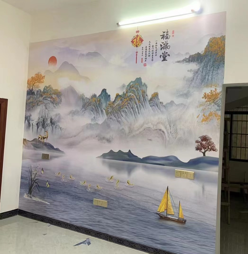 新中式山水背景墙