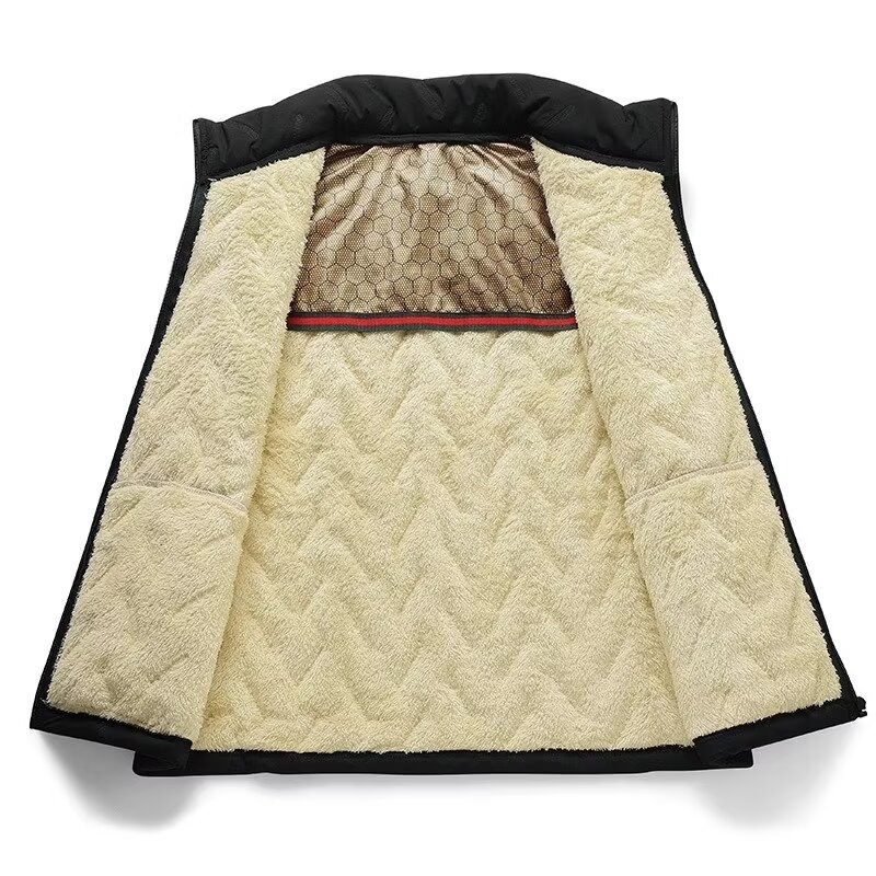 Ultrasonido con graphene chaleco de cachemira para hombres de otoño y invierno collar vertical chaleco de chaleco de cachemira para hombres al aire libre