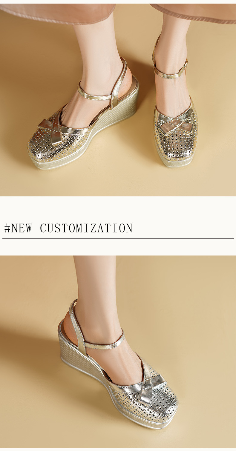Sandal cao gót nữ mũi nhọn đế xuồng quai chéo da thật — màu vàng, bạc chi tiết 3