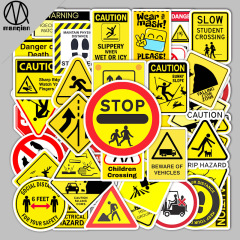 50 Warning Sign Sticker Alert Waterproof Graffiti Suitcase Skateboard Computer Tablet Cartoon Decorative Sticker