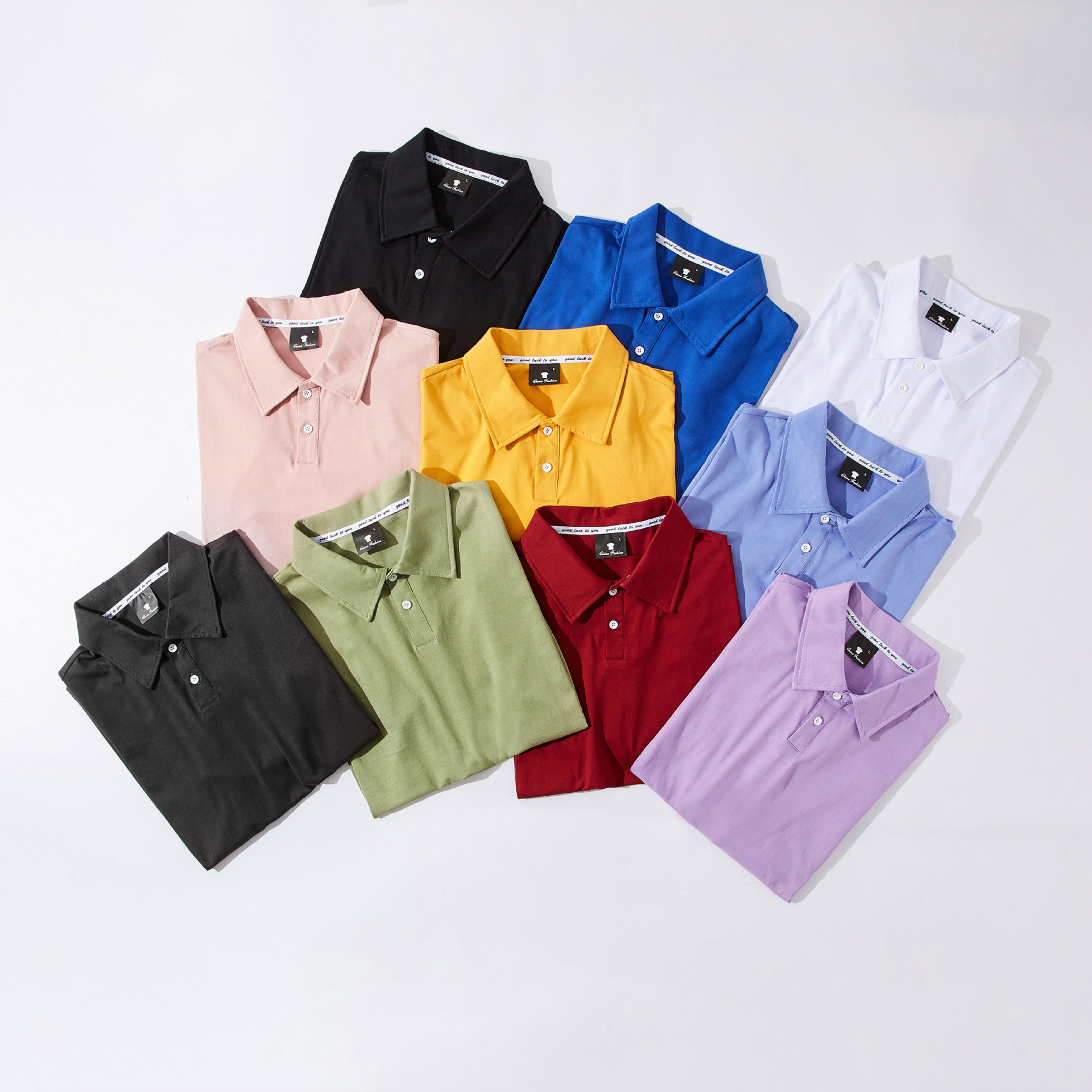 POLO diseño de mangas cortas ropa de trabajo de grupo blanco puro impresión de procesamiento T LOGO camisa cuello algodón cómodo