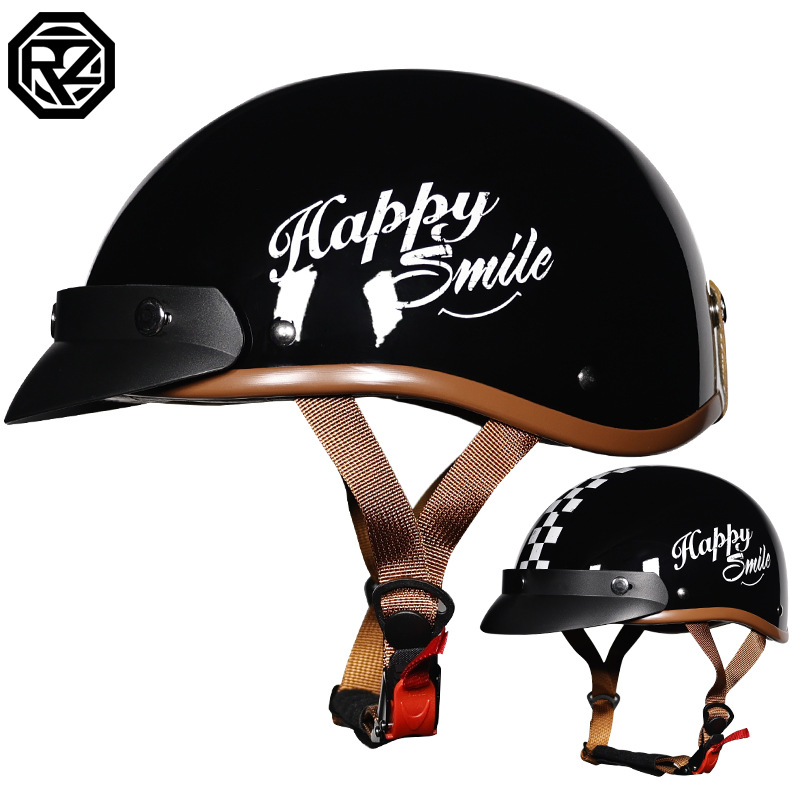 Casco de motocicleta, gorra de motocicleta retro, medio casco, casco de seguridad para vehículos eléctricos para hombres y mujeres, casco con visera, para todas las estaciones