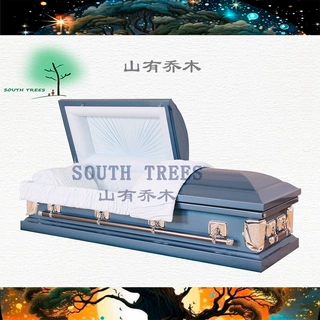 欧式实木刺绣内衬棺木 高端殡葬棺材外贸专供北美欧美市场