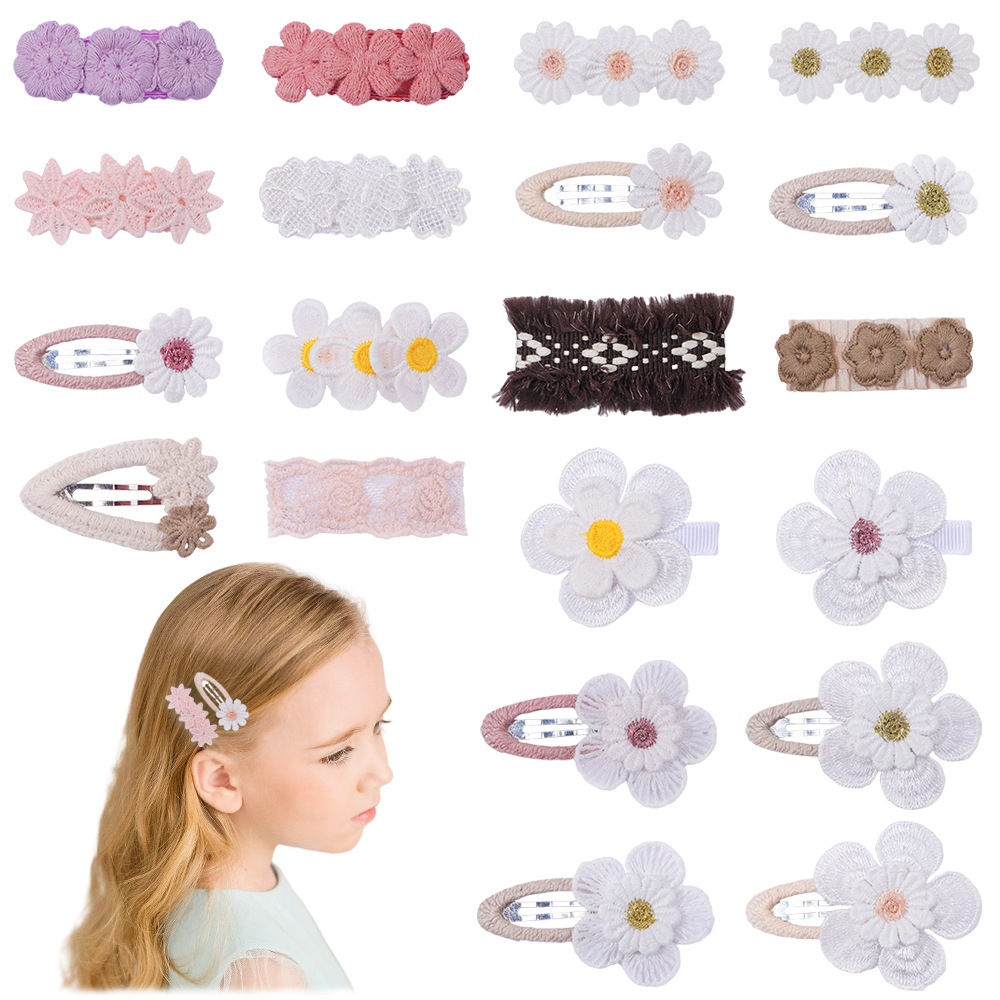Cross-border new baby handmade flowers girls cute little daisy side clip children's sweet hairpin headdress A229