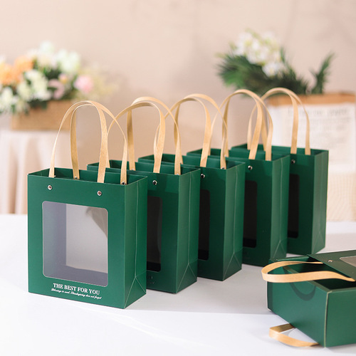 Window gift box portable drawer type dark green transparent gift box empty box socks towel packaging box Christmas gift box