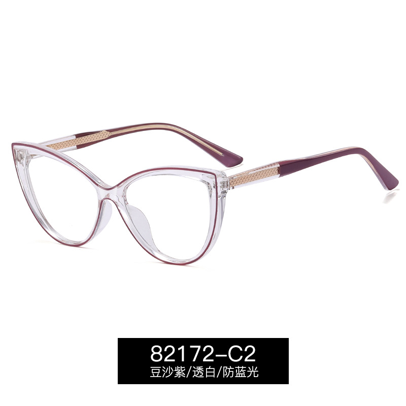 82172 transfronterizos gafas anti-luz azul gafas de miopía TR90 marcos de gafas en marcos de gafas de gato de moda