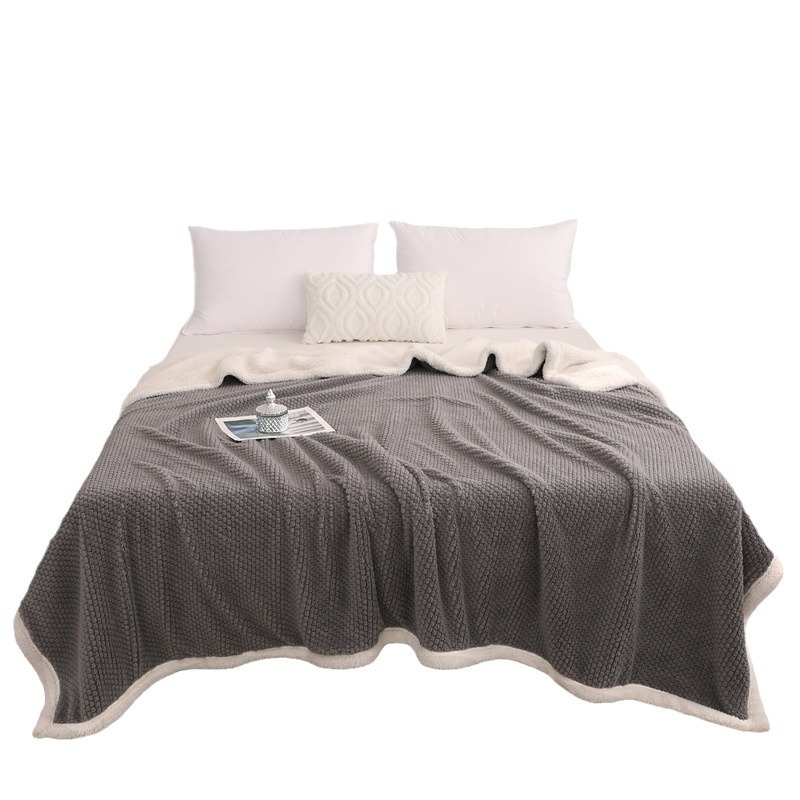 2023 Nueva Rosa Cachemira lana de cordero de color sólido multi-funcional manta doble capa engrosada Comercio exterior al por mayor