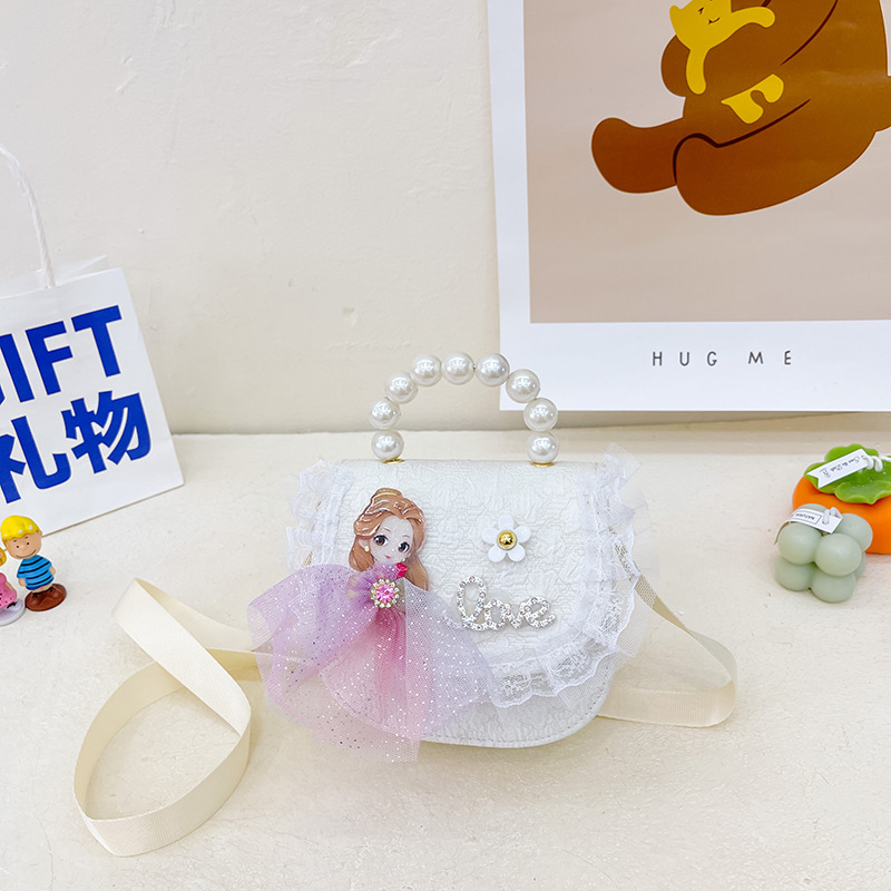 Bolso DE LOS NIÑOS 2022 nuevo lindo princesa perla bolso bandolera al por mayor encaje accesorios bolsa pequeña bolsa redonda