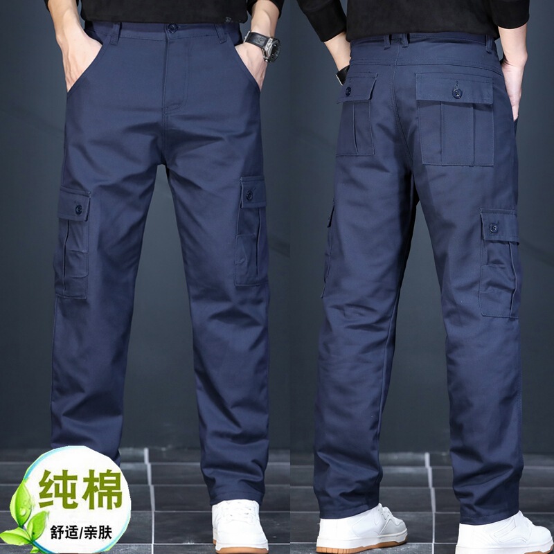 Overalls men's multi-pocket loose straight foreign trade AliExpress Amazon popular sports outdoor work pants wear-resistant