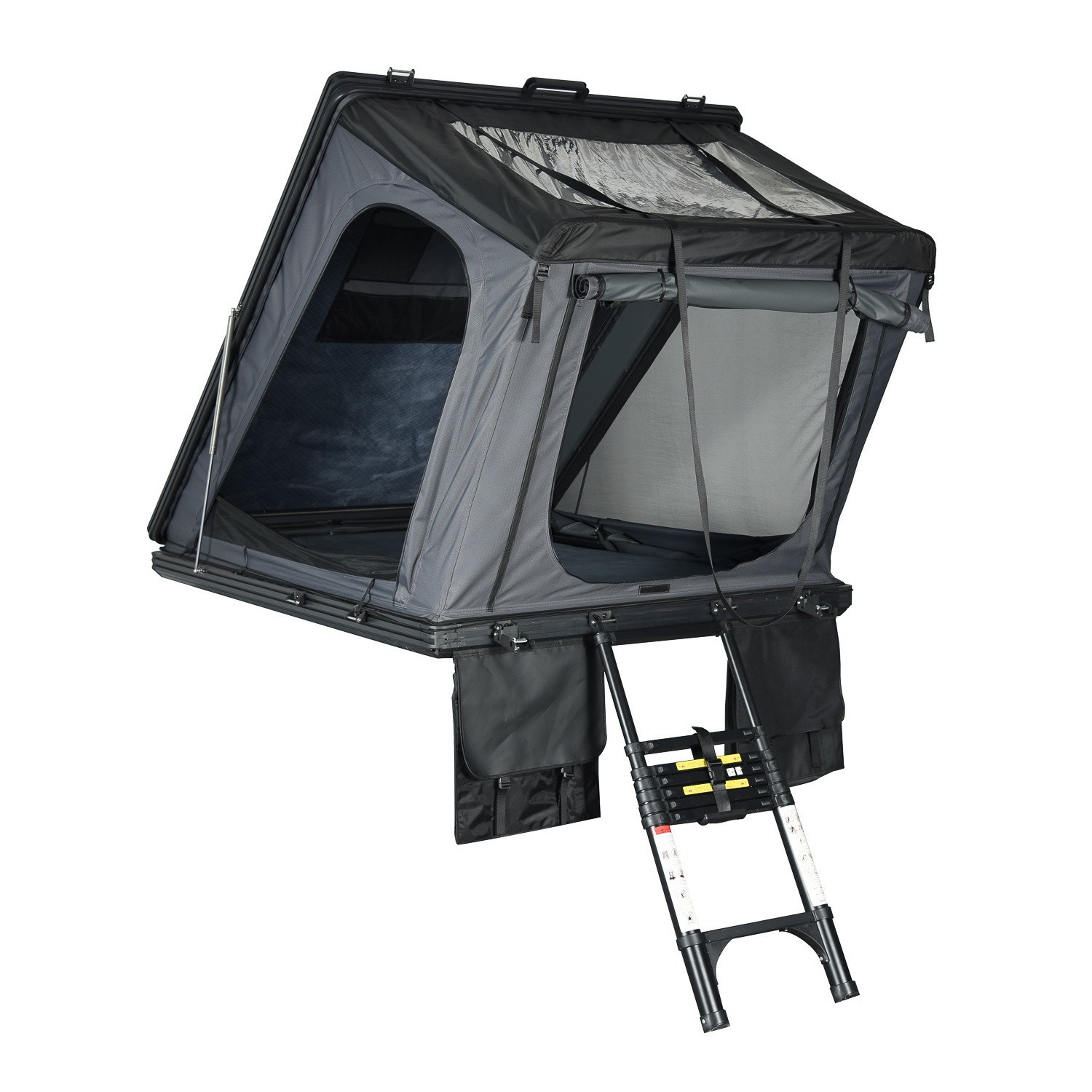 Mountain camping aluminum shell pickup truck roof tent double layer for Jeep outdoor fishing camping car tent