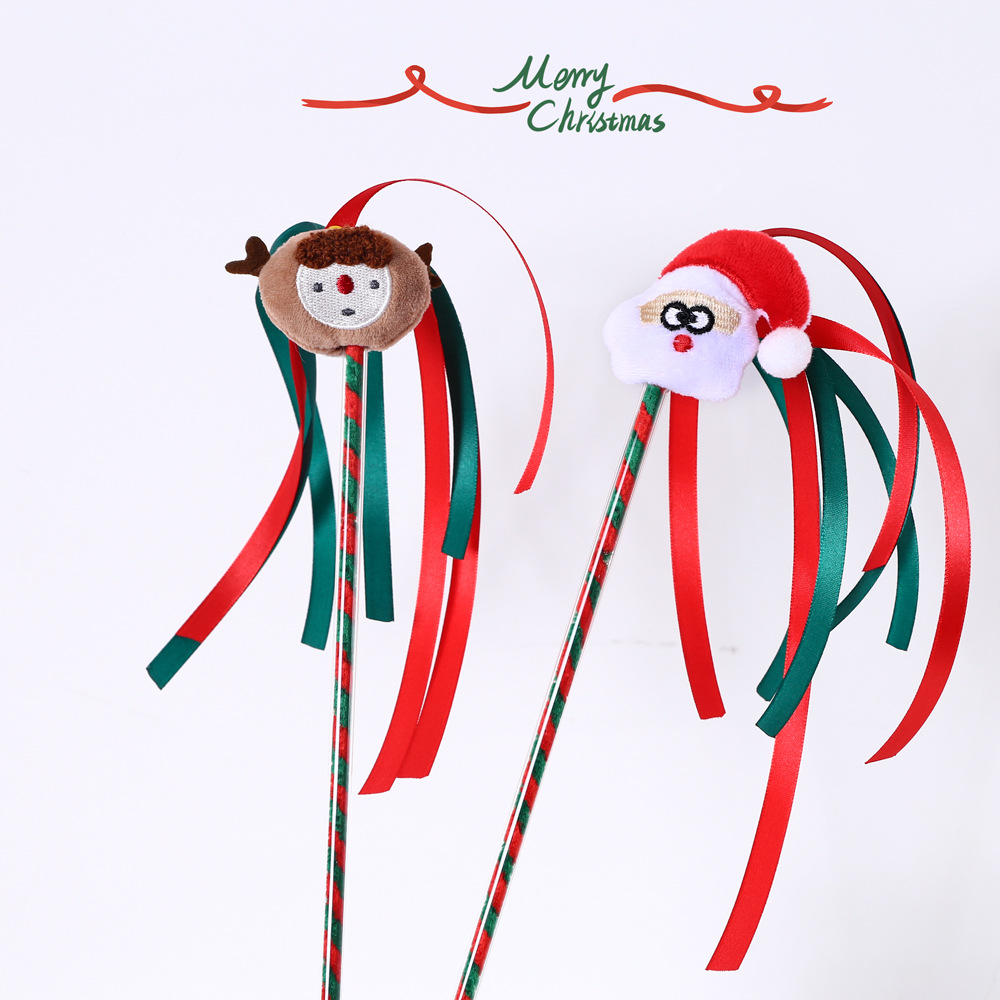 Juguete para mascotas Navidad árbol sonido campana divertido gato palo gato de dibujos animados felpa juguete interactivo ELK ancianos habitación