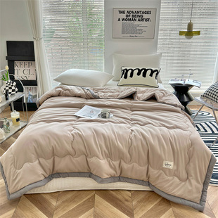New Washed Cotton Solid Color Summer Quilt, Popular on Live Broadcasts, Comfortable Air-Conditioning Quilt Core for Double Beds, Single Summer Cooling Quilt