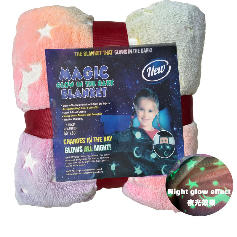 New Magic Blanket Children's Luminous Blanket Fluorescent Coral Fleece Luminous Flannel Home Blanket
