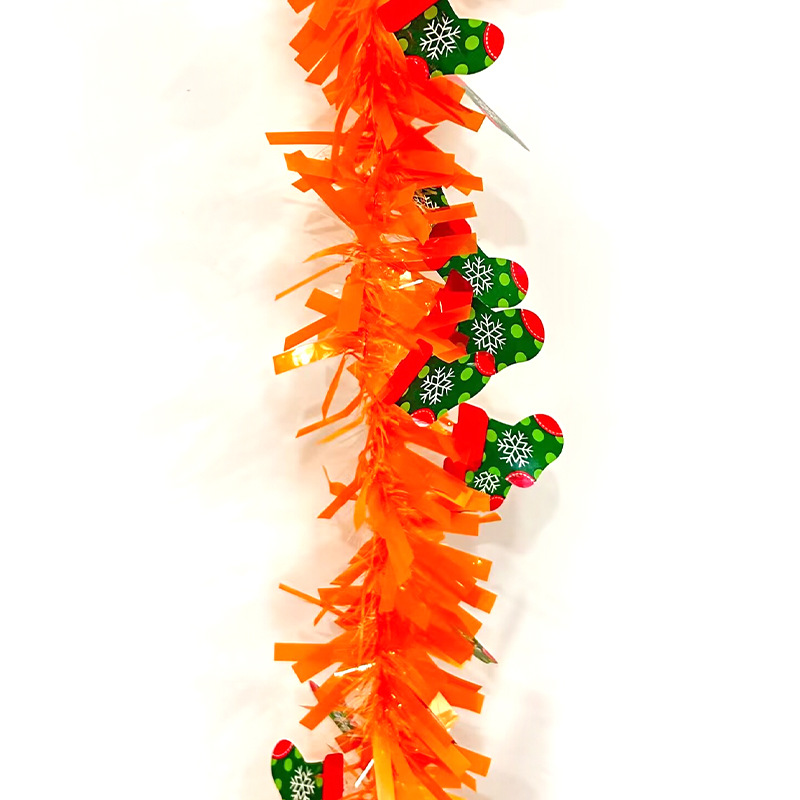 2 metros arreglo de decoración de muñeco de nieve de Navidad tiras de lana coloridas decoración de árbol de Navidad calcetines de Navidad macarrón tiras coloridas