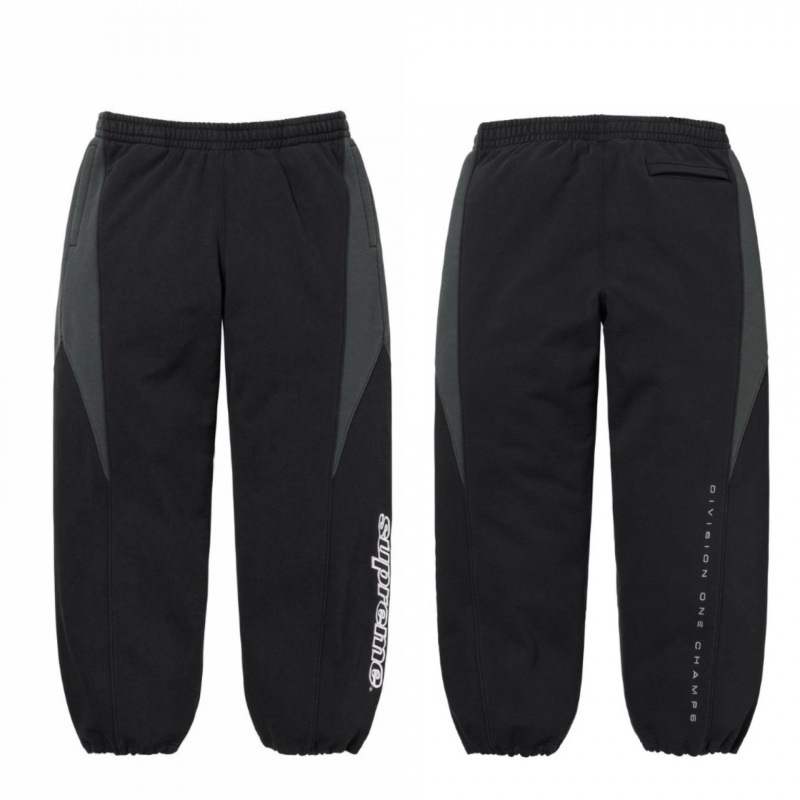 SUPREME SWEAT PANTS, callejera, callejera para hombres, pantalones sueltos de terciopelo, pantalones deportivos casuales.