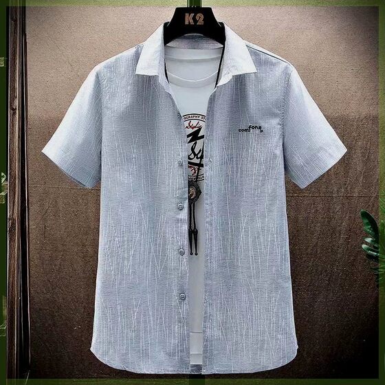 Short-sleeved Shirts for Men Summer Ice Silk Thin Boys' Tops 2024 New Trendy Brand Men's Casual Shirts for Men