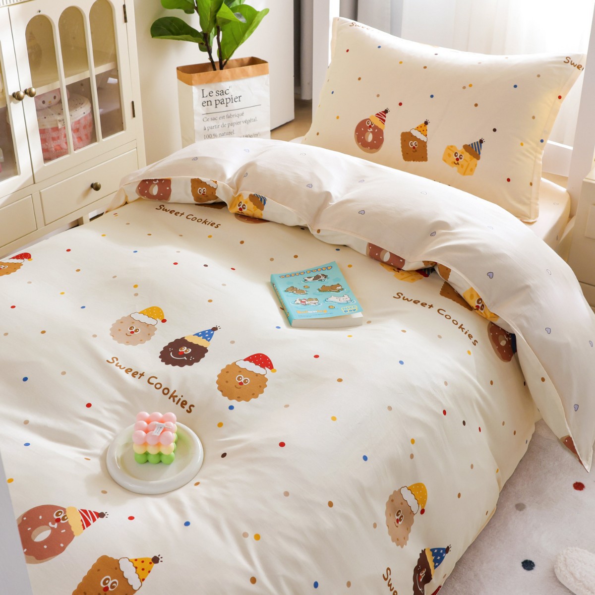 dormitorio de estudiantes universitarios de algodón con cama de tres piezas, cama de cama de dormitorio, colcha de cama, colcha de almohada para una sola persona 1m2