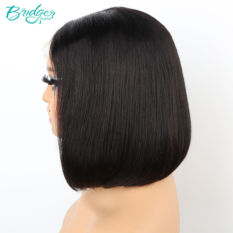 parrucche di capelli umani con capelli veri e naturali, copricapo BOB doppio disegnato da donna 4*4_voghion.com