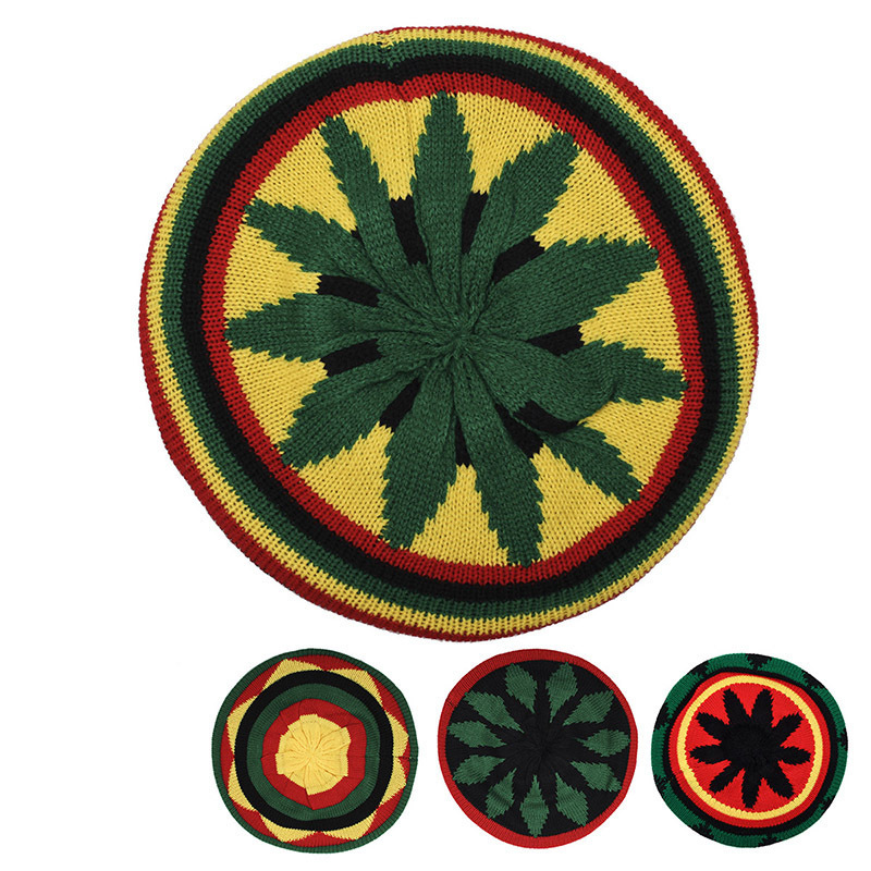 Unisex reggae wollen hoed regenboog gestreepte baret_voghion.com